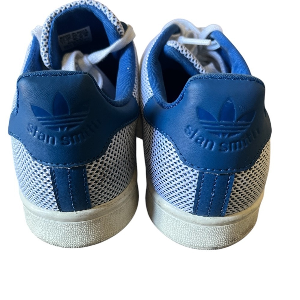 Adidas Stan Smith White and Blue Sneakers - Picture 4 of 7
